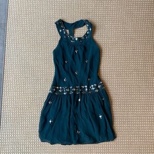 Silk dress with beading detail